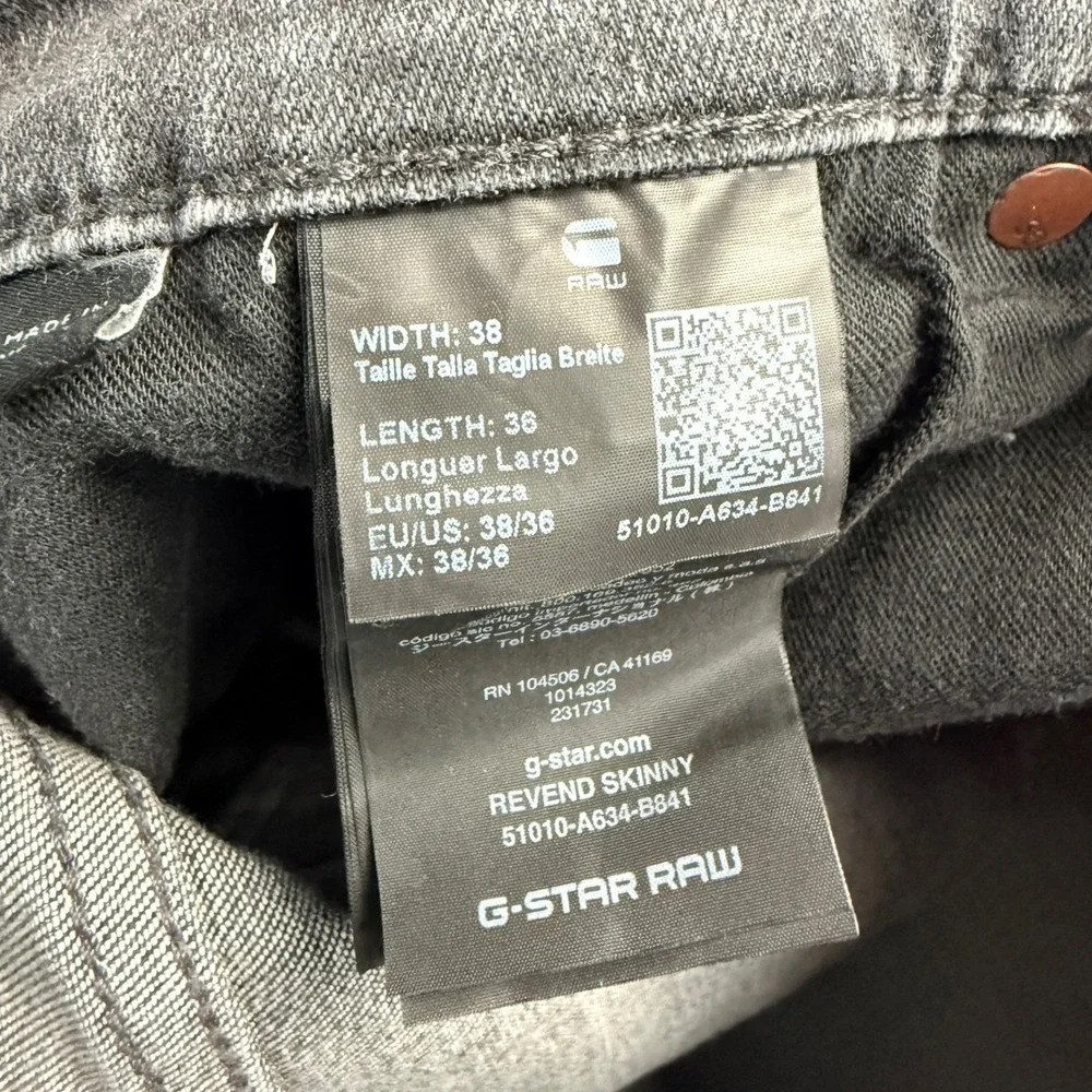 G Star Raw‎ Revend Skinny Fit Distressed Grey Mens Jeans Size 38x35